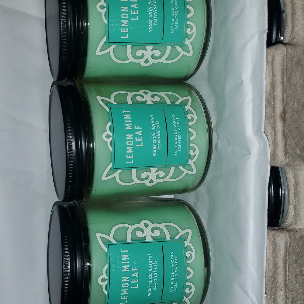 3 X BATH & BODY WORKS Lemon Mint Leaf Single Wick Candle 7 oz